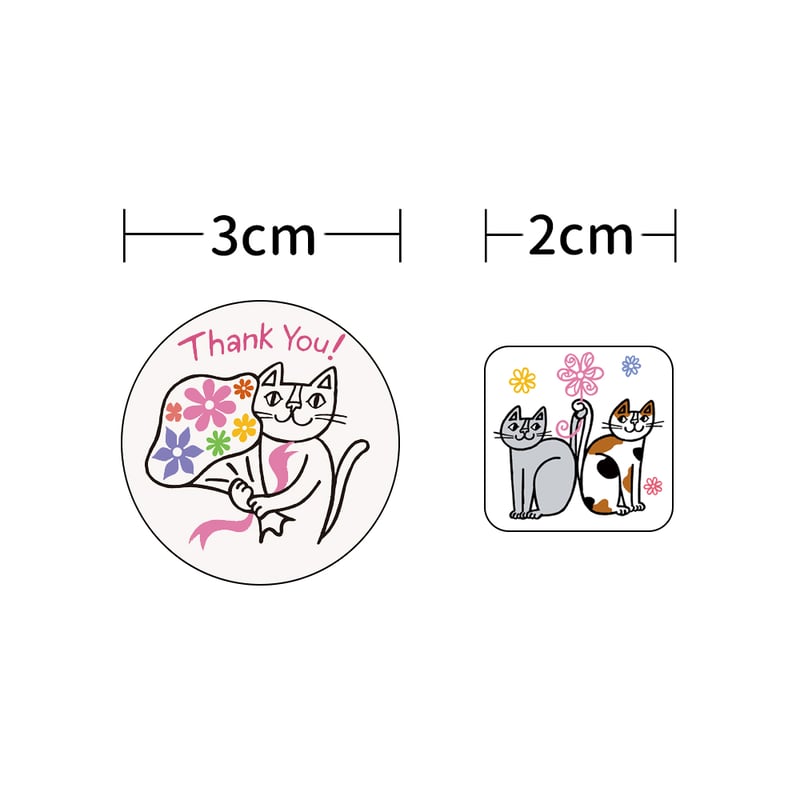おかべてつろう ねこミニシール(四角/77個)【いっしょなら おかべてつろう ねこミニシール(四角/77個)【いっしょなら