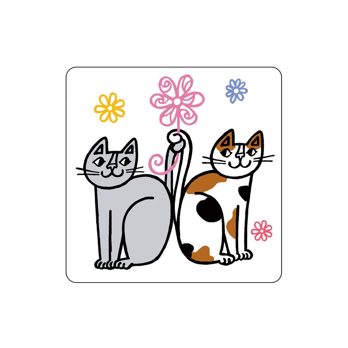 おかべてつろう ねこミニシール(四角/77個)【いっしょなら おかべてつろう ねこミニシール(四角/77個)【いっしょなら