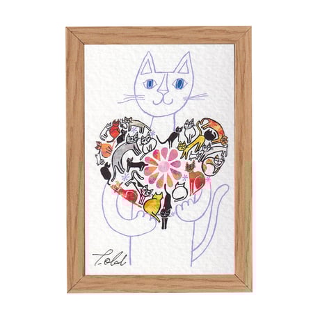 おまけ付き　希少　おかべてつろう　サイン入り　黒猫　アート　ジークレープリント おまけ付き 希少 おかべてつろう サイン入り 黒猫 アート