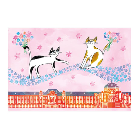 おかべてつろう ねこポストカード【東京駅で逢いましょう】※限定販売
