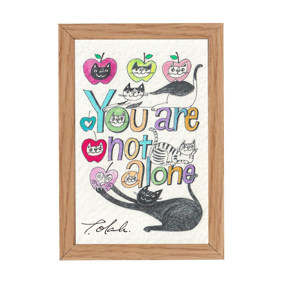 希少　おまけ付き　おかべてつろう　サイン入り　ジークレープリント　猫　アート おかべてつろう ミニジークレープリント【ひとりじゃないよ】 | おかべ