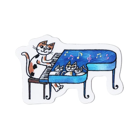 おかべてつろう ねこステッカー【ピアノ】