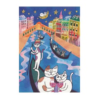 おかべてつろう ねこポストカード【ベネチアの夜】