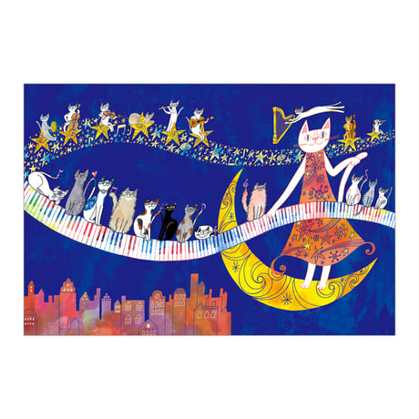 おかべてつろう 2026年新作 ねこポストカード【星空の演奏会】