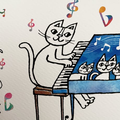 おかべてつろう 額装ジークレープリント【今日が、明日が、これからが、心輝く音楽のような日で】※納期約2〜4週間
