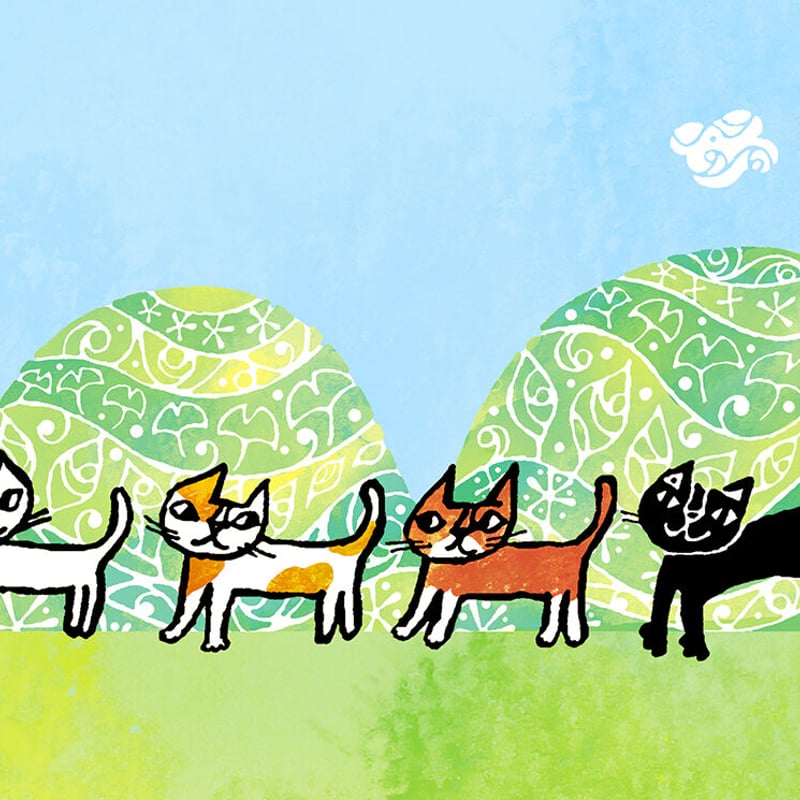 おかべてつろう 額装ジークレープリント【森のお散歩】※納期約2〜4週間