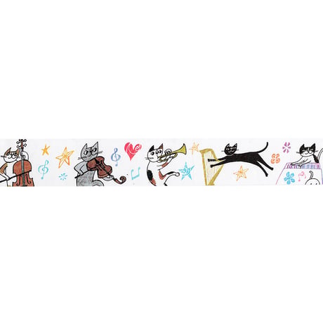 おかべてつろう ねこマスキングテープ【たのしい音楽のような日に】