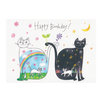 おかべてつろう ねこポストカード【お誕生日おめでとう！しあわせな日】