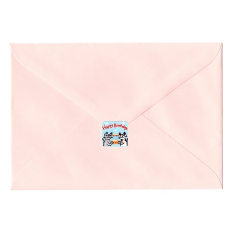 おかべてつろう ねこミニシール（四角/77個）【Happy Birthday】