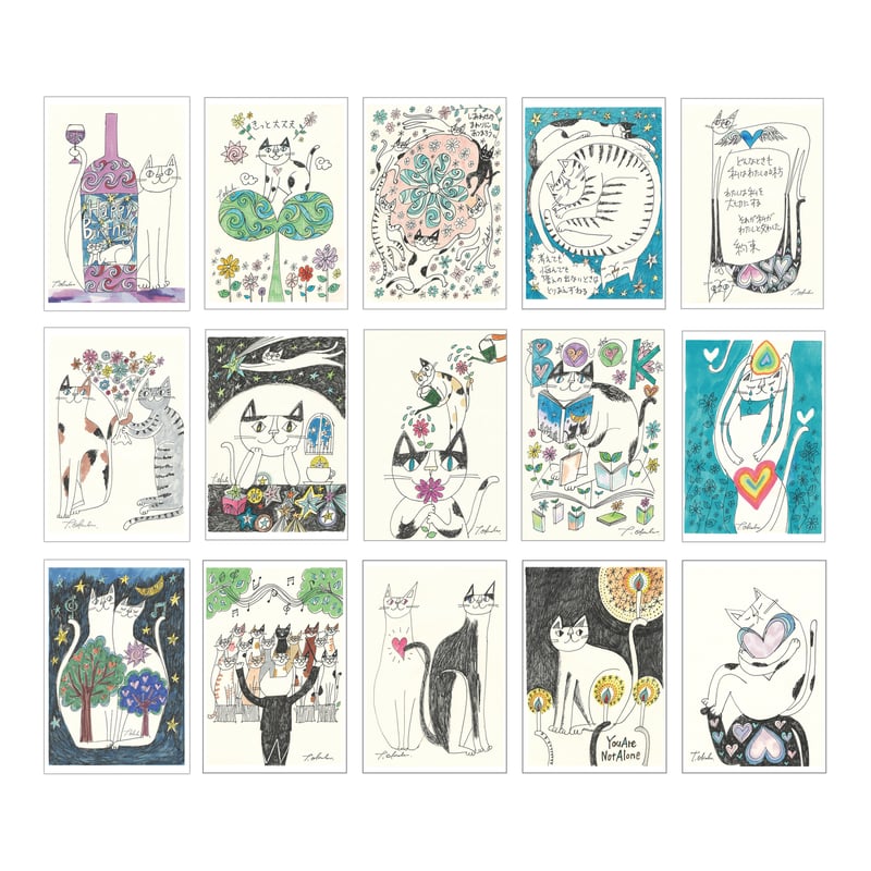 おかべてつろう スケッチポストカードセット 15枚組（新作3種