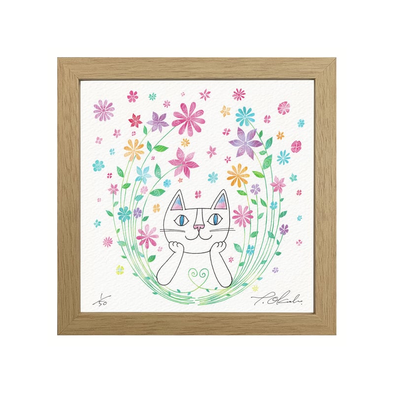 おかべてつろう 額装ジークレープリント【もすこし力をぬいて生きて