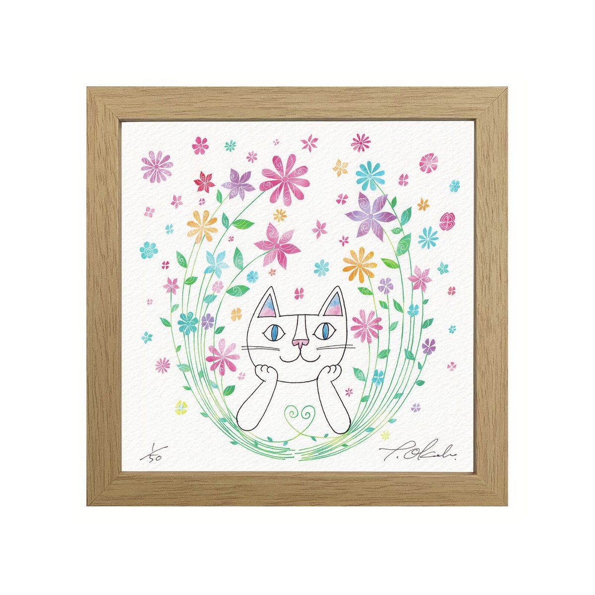 おかべてつろう 額装ジークレープリント【もすこし力をぬいて おかべてつろう 額装ジークレープリント【もすこし力をぬいて