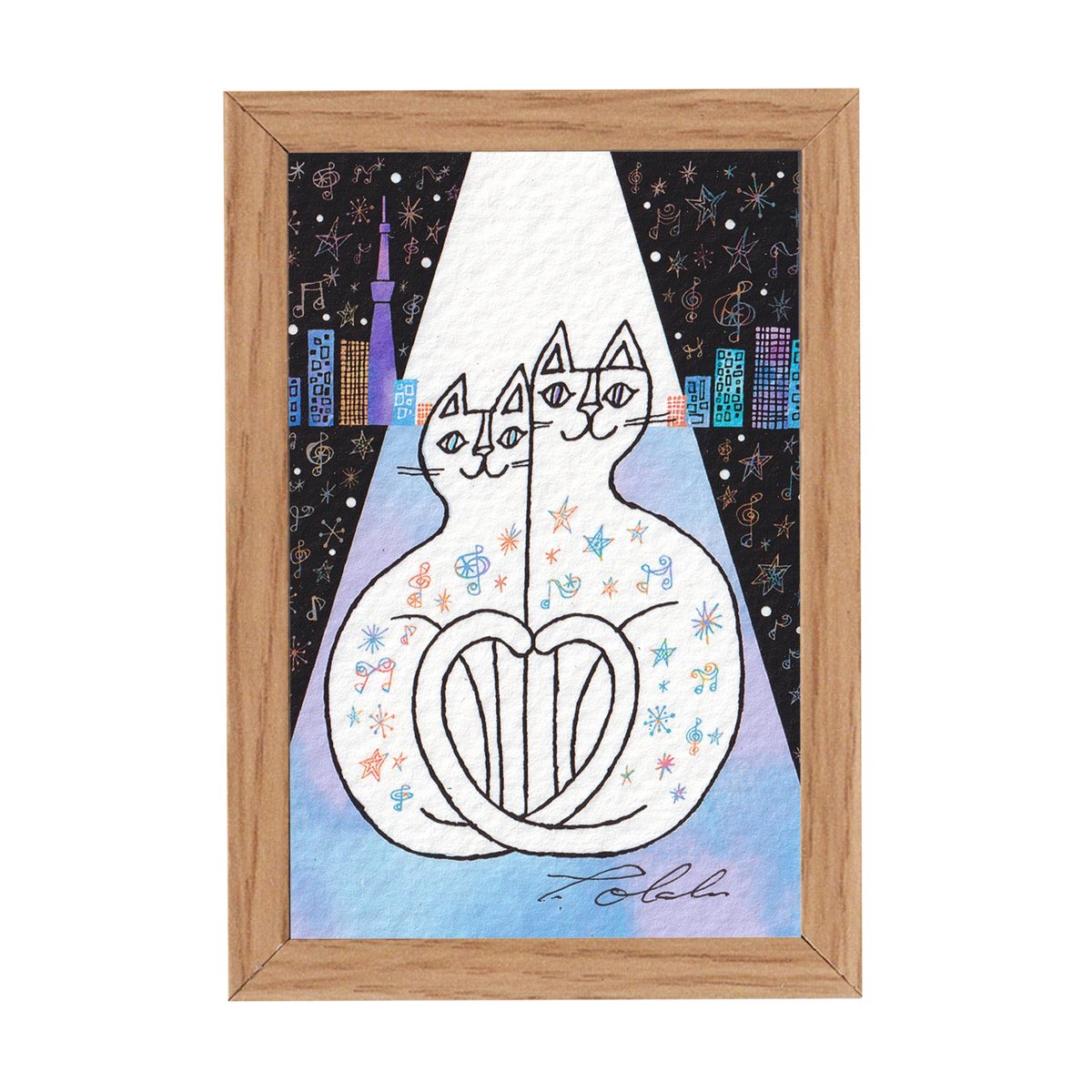 おまけ付き　希少　おかべてつろう　サイン入り　黒猫　アート　ジークレープリント おまけ付き 希少 おかべてつろう サイン入り 黒猫 アート ジークレー