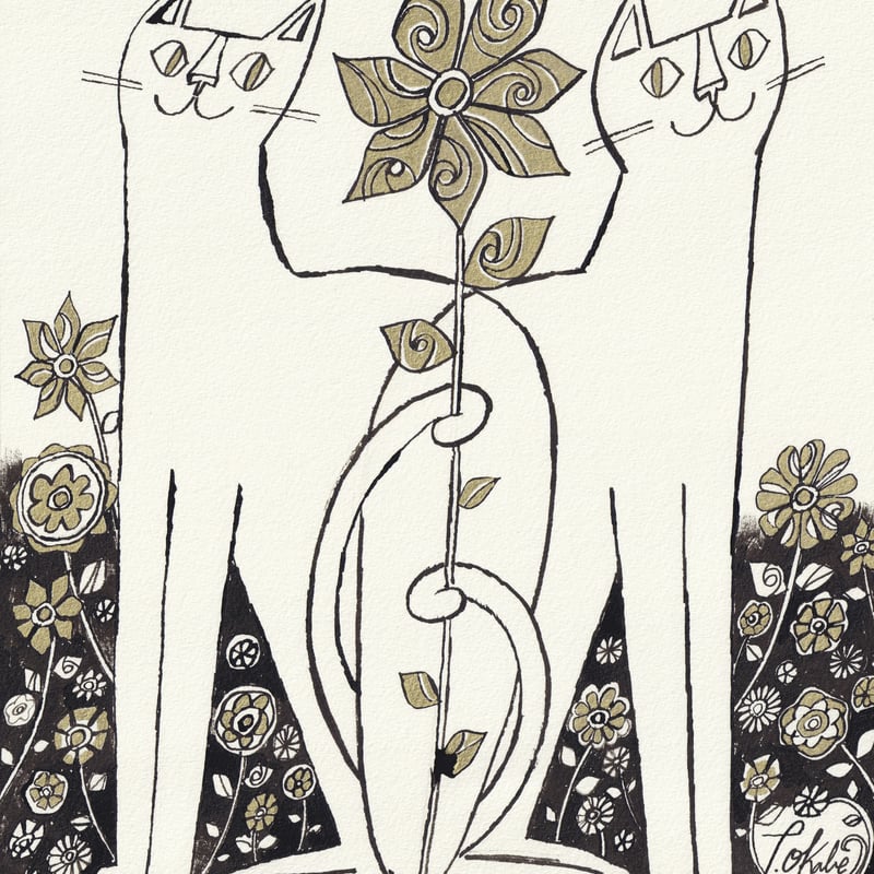 5日間限定販売 おかべてつろう 額装原画【きみと逢えた日に咲く花