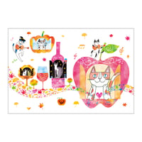おかべてつろう ねこ秋ポストカード【秋の扉】