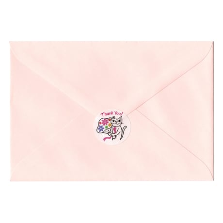 おかべてつろう ねこミニシール（丸/45個）【感謝の花束をあなたへ】