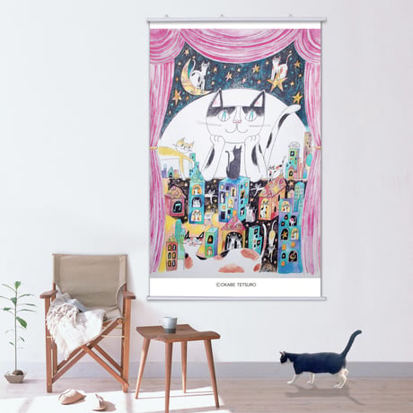 おかべてつろう ねこタペストリー（大）【わたしの好きな街】※納期約2〜3週間