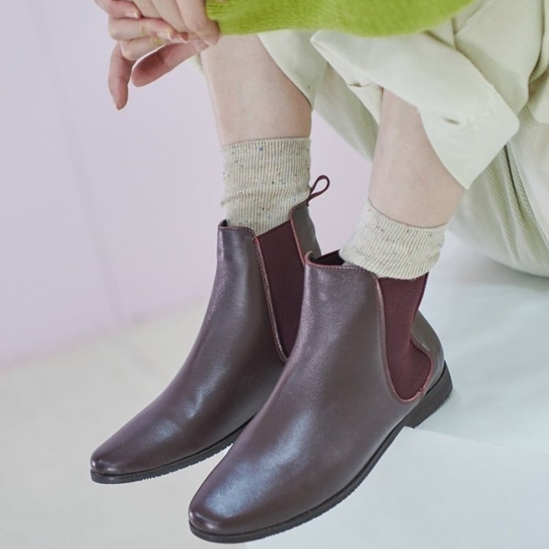 本革 革 サイドゴアブーツ レザー ショートブーツ フラット ローヒール