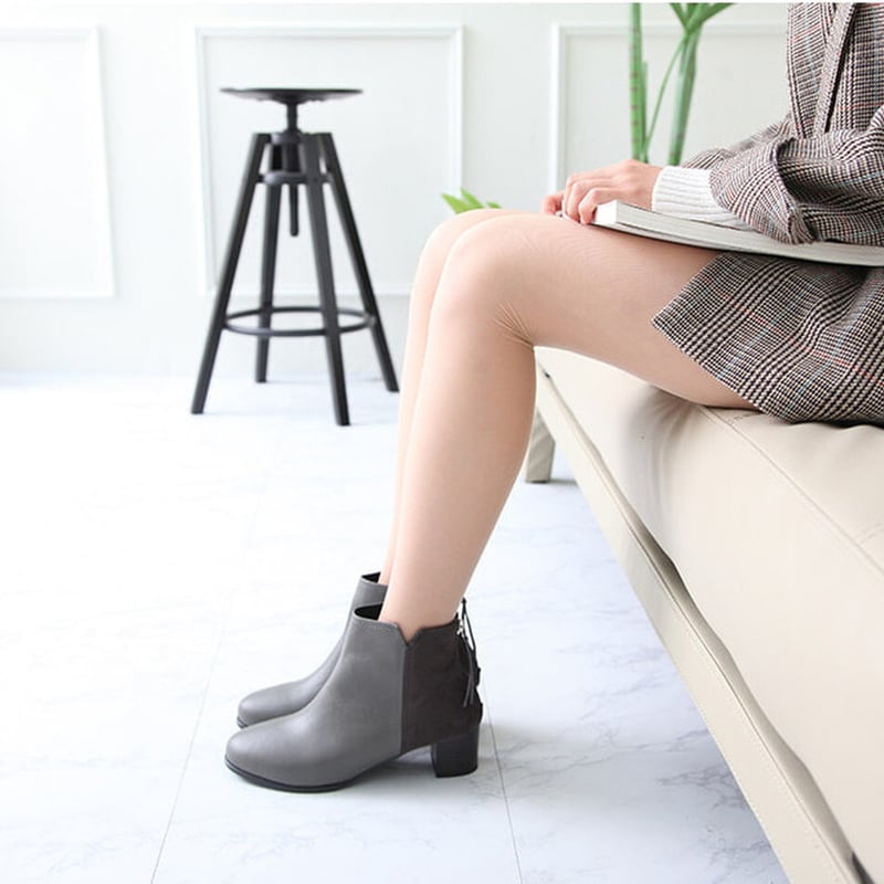 本革 ショートブーツ チャンキーヒール レディース ブーツ