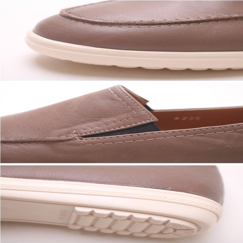 本革 革 スリッポン レディース スニーカー ローカット 黒