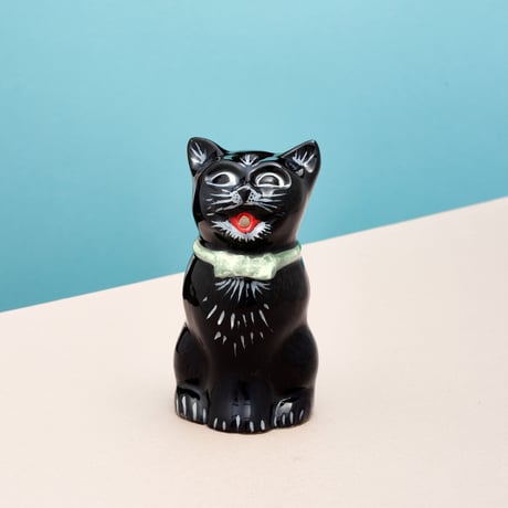 Black Cat Creamer "SIMBA" / 英国製キャット・クリーマー  " シンバ"(Green Bow)