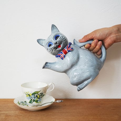 Grey Cat Tea Pot "JACK" / 英国製キャット・ティーポット  "ジャック"(Union Jack)