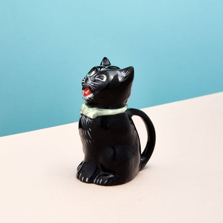 Black Cat Creamer "SIMBA" / 英国製キャット・クリーマー  " シンバ"(Green Bow)