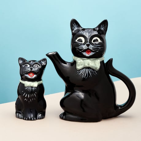 Black Cat Tea Pot "CHARLIE" / 英国製キャット・ティーポット  "チャーリー"(Green Bow)