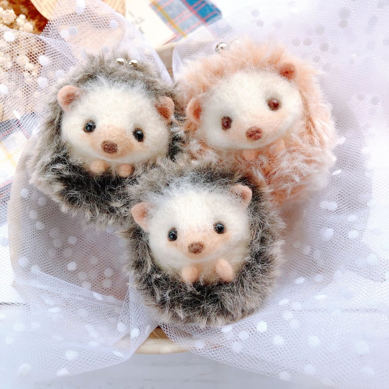 ふわふわハリネズミ 〗の がま口 コインケース 色:ブラウン | ちくちく