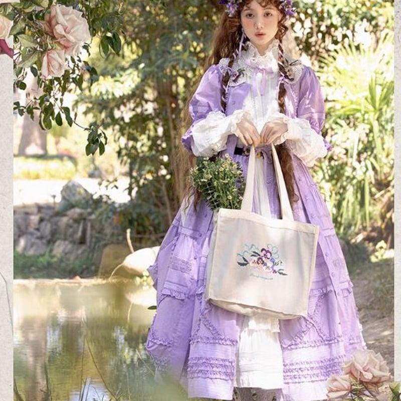 ストロベリーフィールド ロリータドレス ロング丈 フリル OP 森ガール 甘ロリ ストロベリーフィールド ロリータドレス ロング丈 フリル OP 森