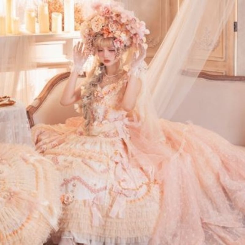 ジャンスカ 春夏 ロング ピンク ウエディングドレス 花嫁 フラワー