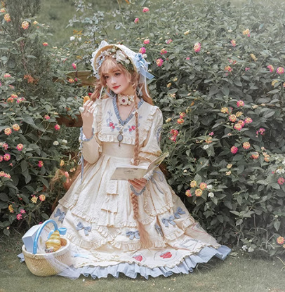 ドレスワンピース lolitabox いちご ストロベリー 長袖 マキシ丈