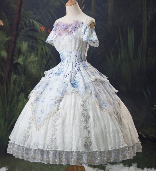 クラロリ 姫袖 シアー オフショル アンティーク 薔薇 姫ワンピース セット No.756 Romantic Damask 姫袖ワンピース | metamorphose temps