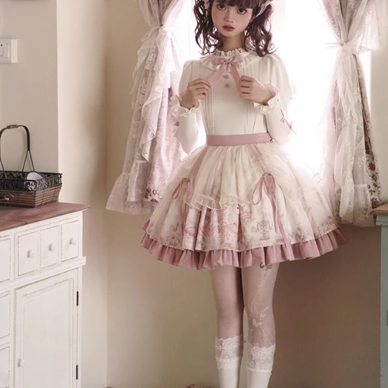 甘ロリ スカート のみ フリル ミニ丈 ショート丈 膝上 お嬢様