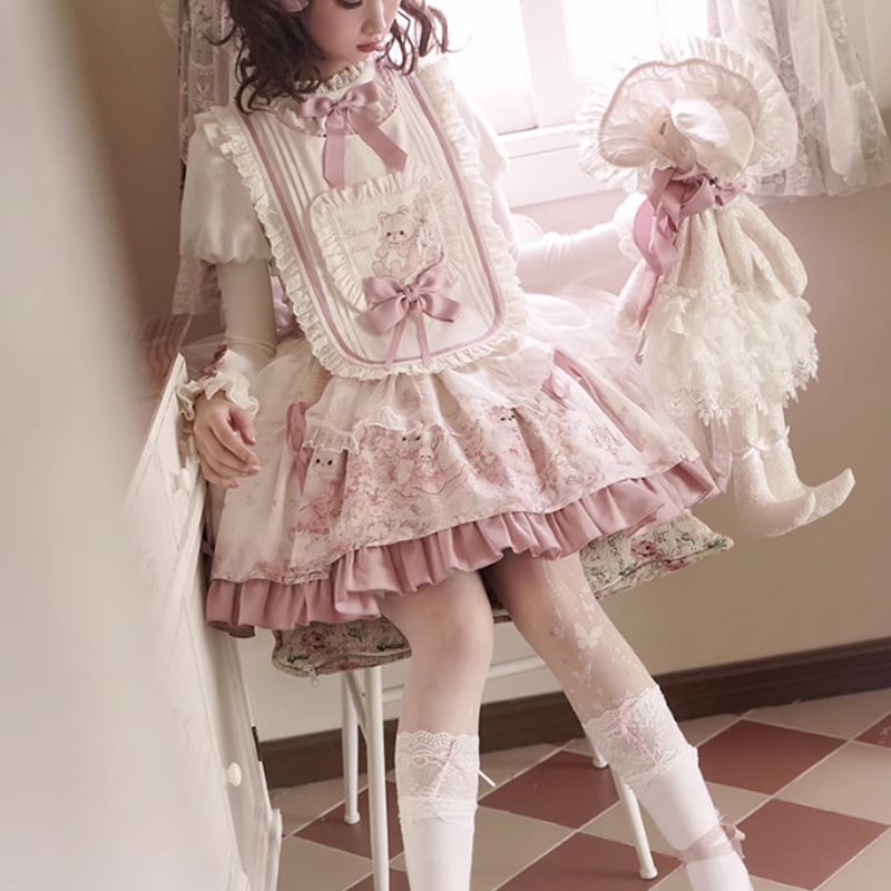 甘ロリ エプロン のみ フリル くまさん クマちゃん クマさん リボン