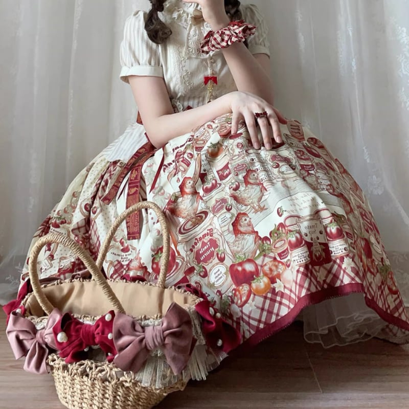 甘ロリ ロリータファッション ベルト付きフレアスカート のみ ひよこ