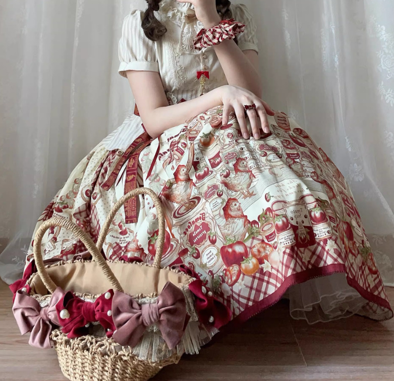 甘ロリ ロリータファッション ベルト付きフレアスカート のみ ひよこ
