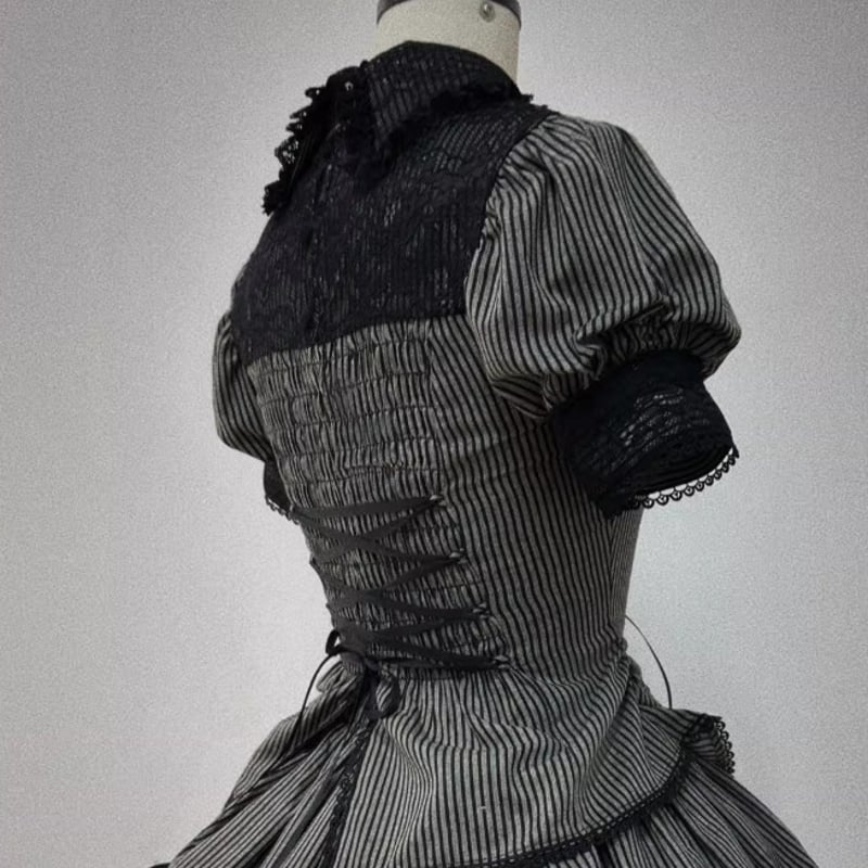 ATELIERPIERROT ストライプ ゴシックロリータ　セットアップ ゴシックロリータ ストライプ刺繍入り セットアップ シャツ＋スカート