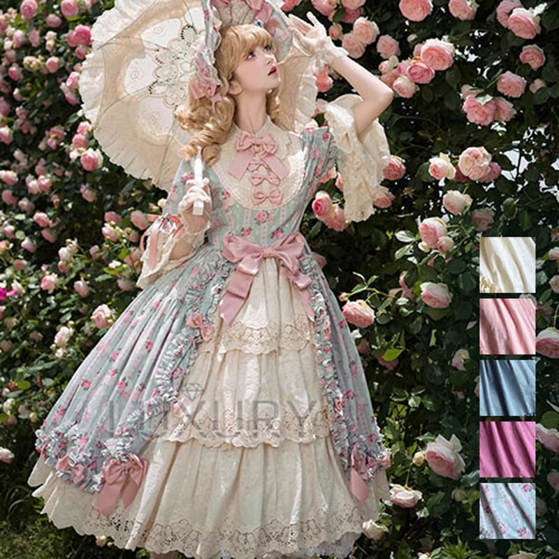 ピンク ロリータドレス フリル リボン Edwardian クアドラプルリボンワンピース – ロリータファッション通販