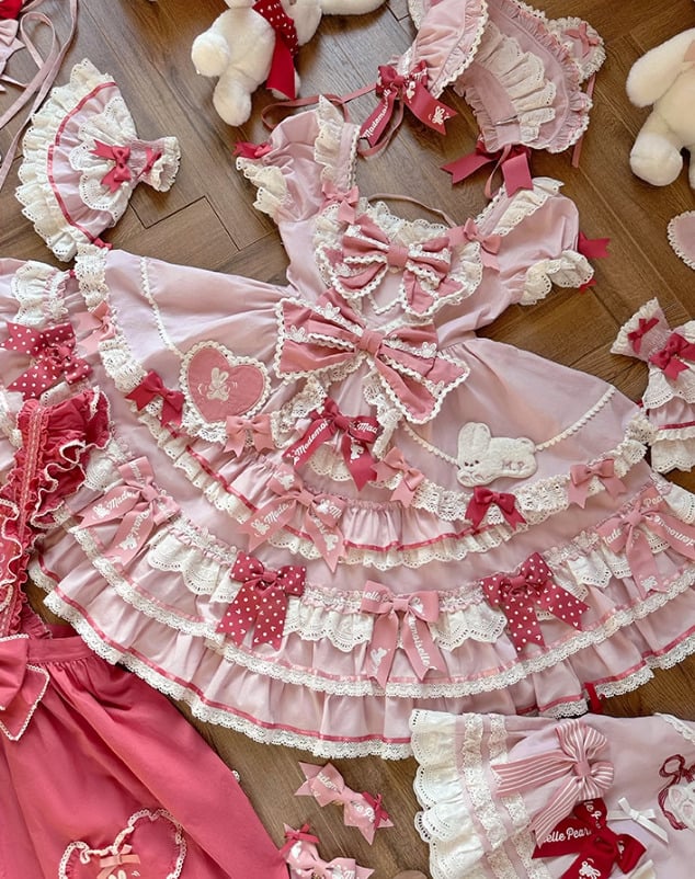 希少リズリサパワネ花柄リボンワンピース姫ロリータfairy core