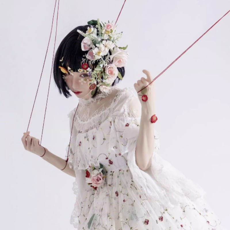 ロリータファッション 甘ロリ ジャンパースカート +花モチーフ