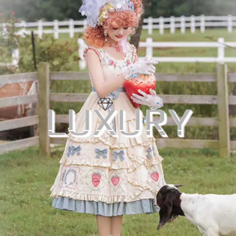 ドレスジャンスカ lolitabox いちご ストロベリー リボン ノースリーブ 