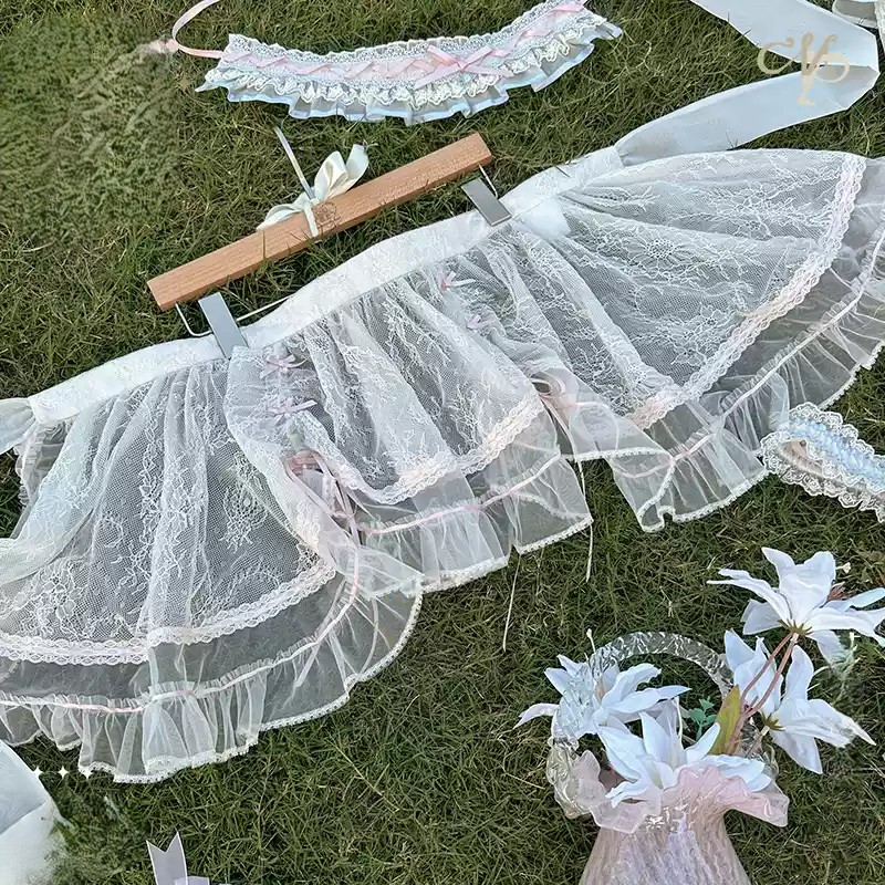 甘ロリ ロリータファッション エプロン のみ 花びら レース お嬢様