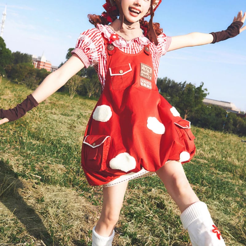ロリータファッション サスペンダー ジャンパースカート + 首元
