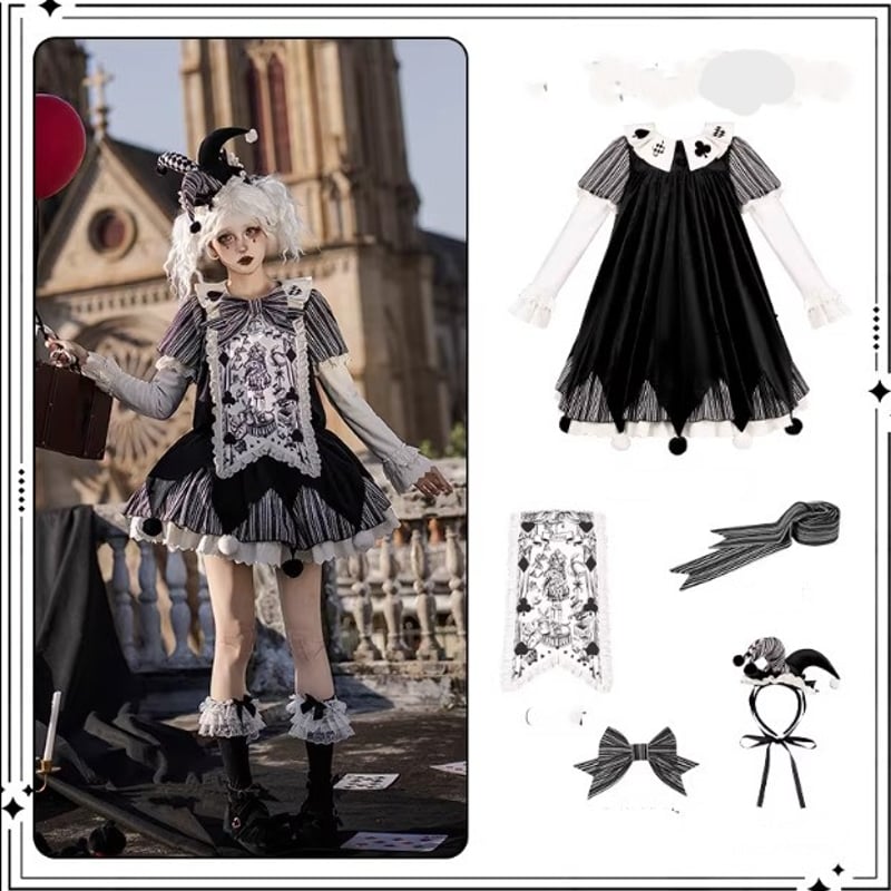 ロリィタワンピース♡ジャケットセット♡カチューシャ♡ ロリータファッション ワンピース + 胸当てパーツ + リボン + ベルト +