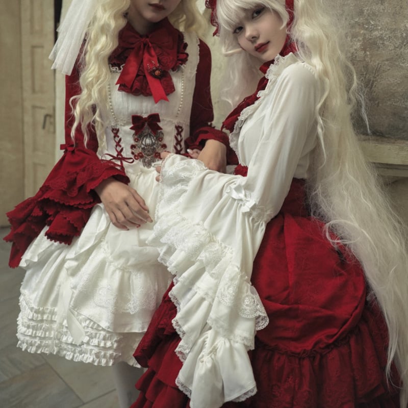 ゴスロリ・ロリータスカート ゴシック多層のスカート 姫袖ブラウス3点セット 白 楽天市場】ブラウス ロリータ 春夏 七分袖 姫袖 レディース