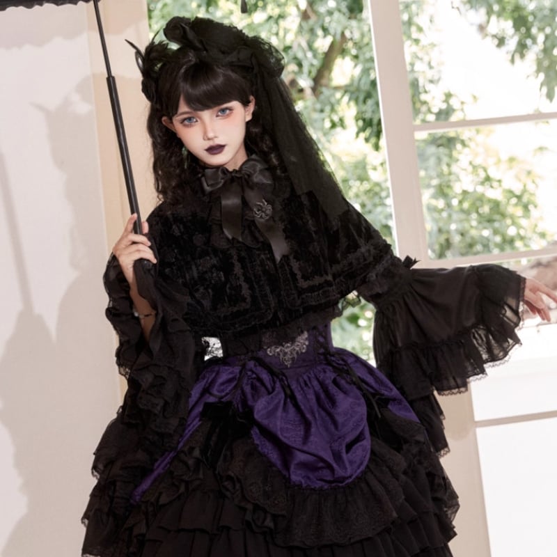 ロリータファッション ゴスロリ ケープ のみ ベルベット 暗黒系