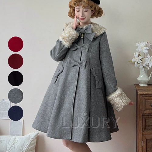 【Unideer】ロリィタAラインロングコート グレー コート 4色 unideer 秋冬 コート アウター クラシカル クラロリ 姫ロリ