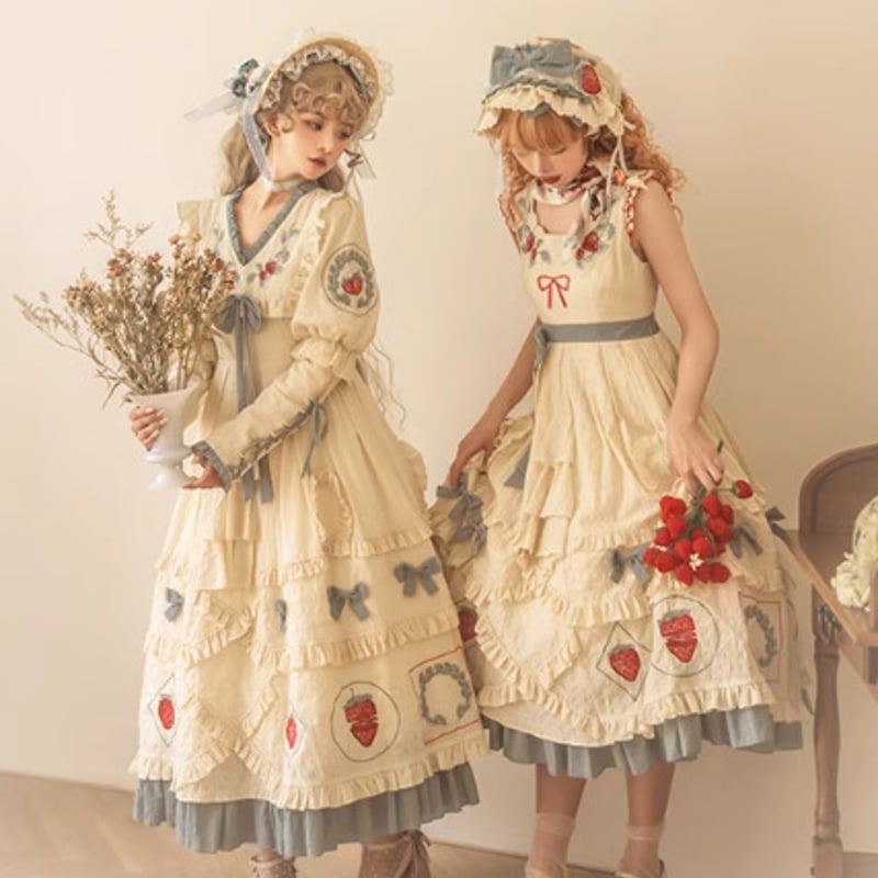 ドレスワンピース lolitabox いちご ストロベリー 長袖 マキシ丈