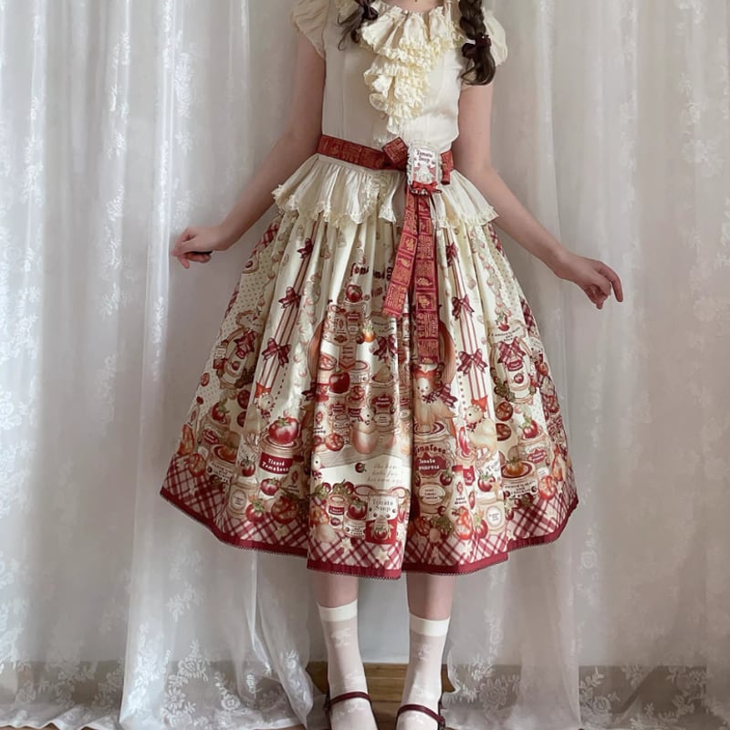 甘ロリ ロリータファッション ベルト付きフレアスカート のみ ひよこ